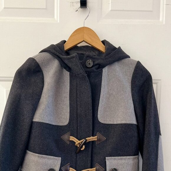 J.Crew Woman's Black/Grey Wool Outdoor Duffle Toggle Short Coat Sz 0 - Picture 3 of 11